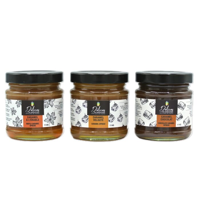 Trio de mini-caramels Traditionnel (velouté, chocolat et érable)- Produits de l'Abbaye Val Notre-Dame