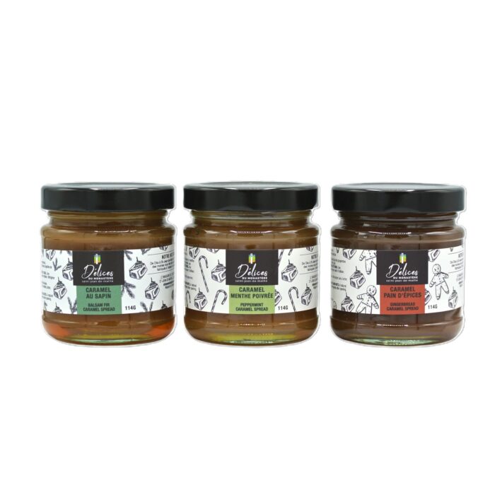 Trio de mini-caramels de Noël (sapin, pain d'épices, canne de bonbon) - Produit de l'Abbaye Val Notre-Dame