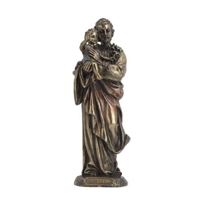 St-Joseph / enfant peint bronze 8 ''